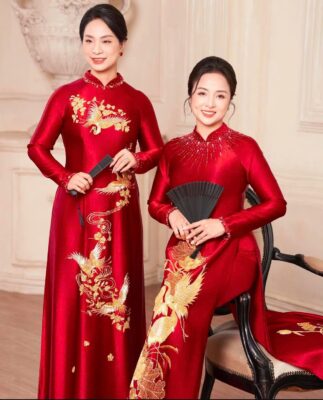 Áo dài mẹ hạc nhí